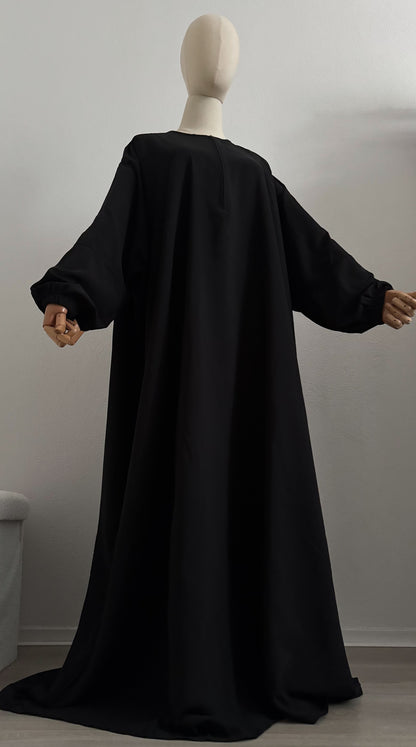 Abaya Papillon WITH ZIPPER - Black (Breastfeeding friendly) - Gamila Muslimah