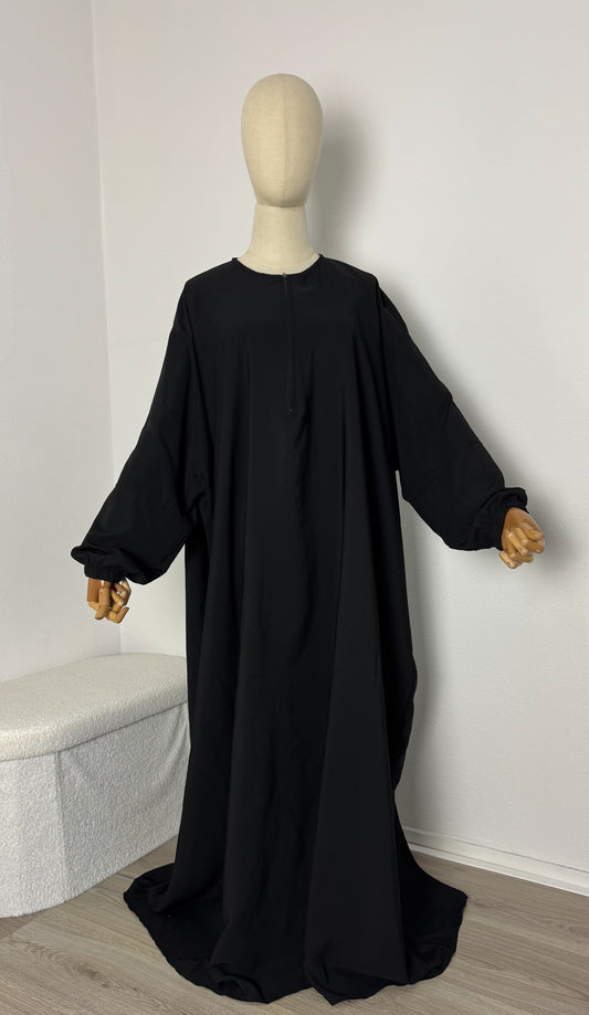 Abaya Papillon WITH ZIPPER - Black (Breastfeeding friendly) - Gamila Muslimah