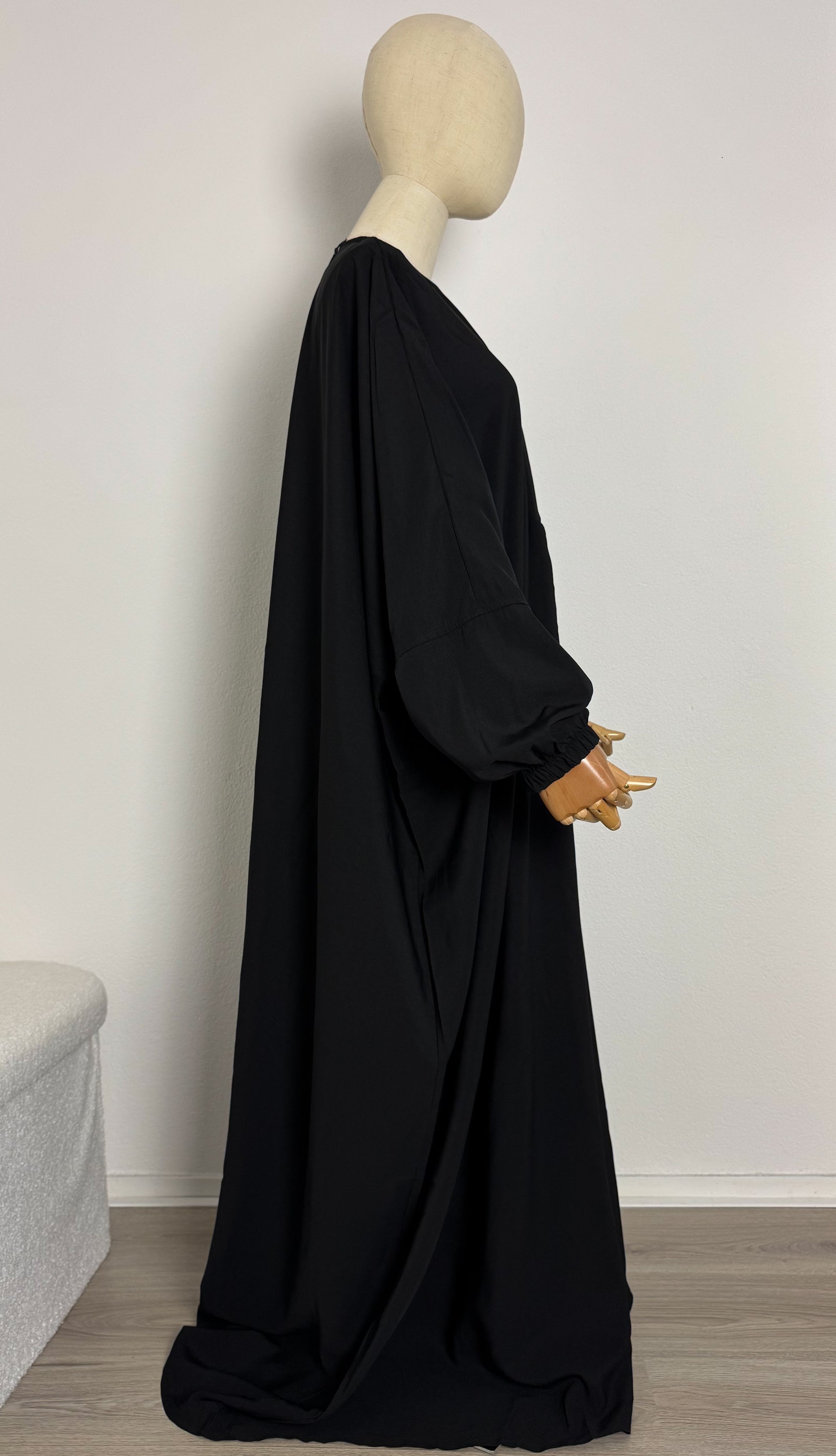 Abaya Papillon WITH ZIPPER - Black (Breastfeeding friendly) - Gamila Muslimah