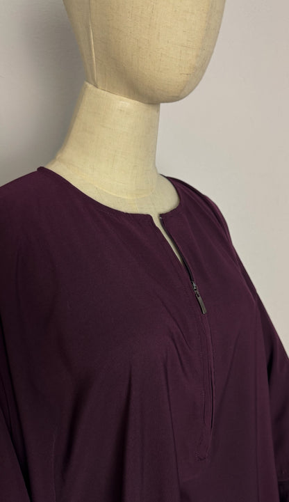 Abaya Papillon - WITH ZIPPER - Dark Plum (Breastfeeding friendly) - Gamila Muslimah
