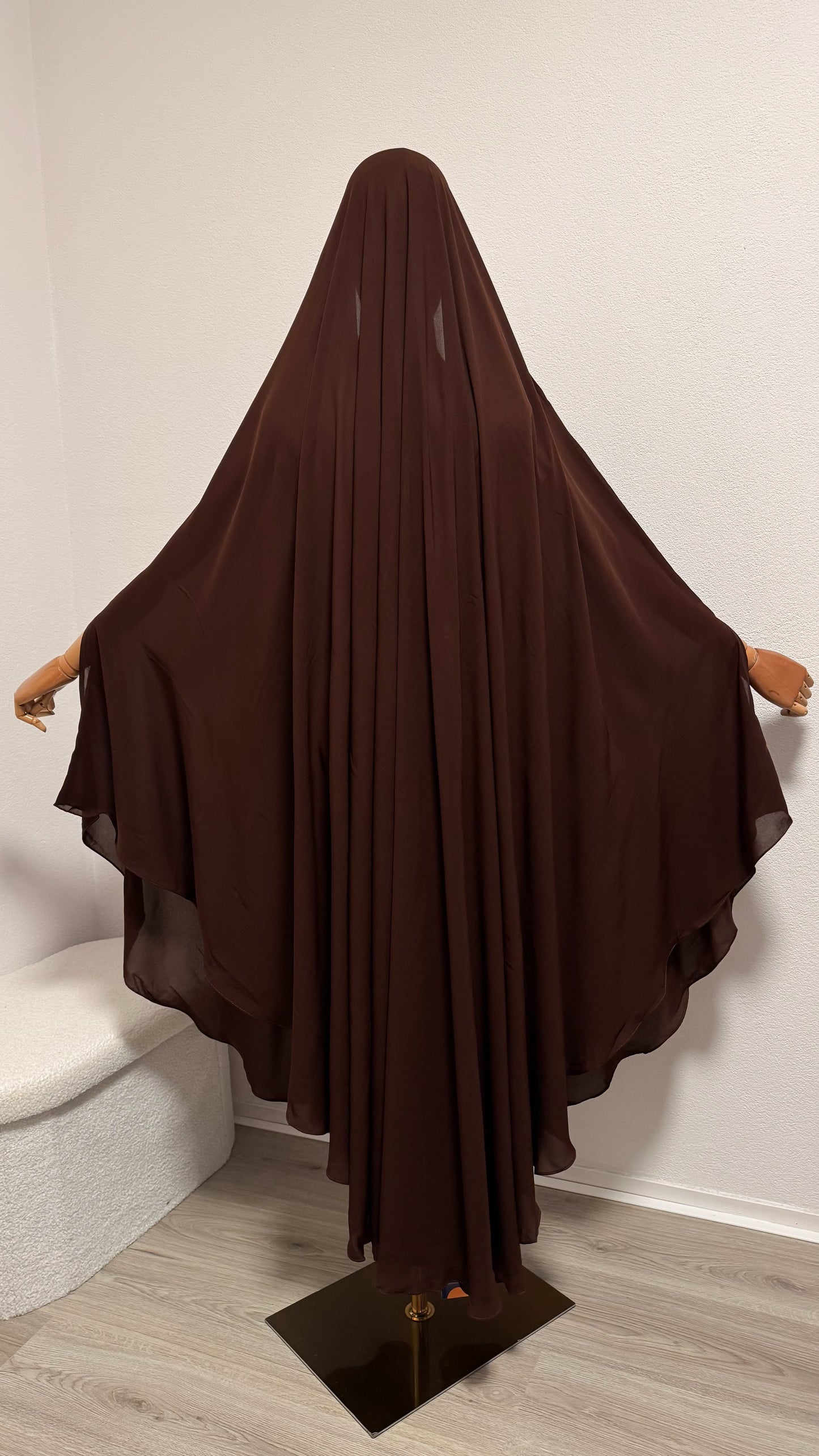 Muslimah Overhead Cape with elastic - Chocolate