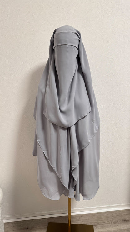 Niqab Asiyah with clips - Light Grey