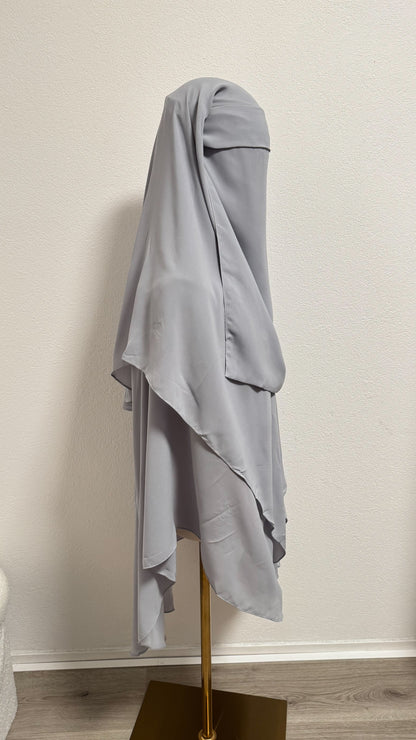 Niqab Asiyah with clips - Light Grey