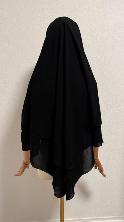 Niqab Khadija with Flap and Clips - Black