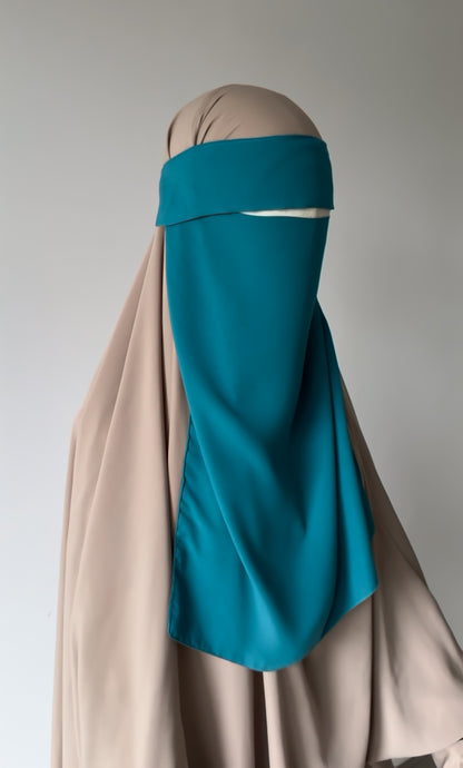 Simple Niqab with flap - Sea Blue