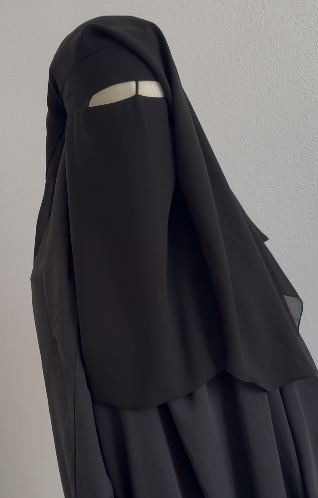 Niqab 2 layers with nose string - Black