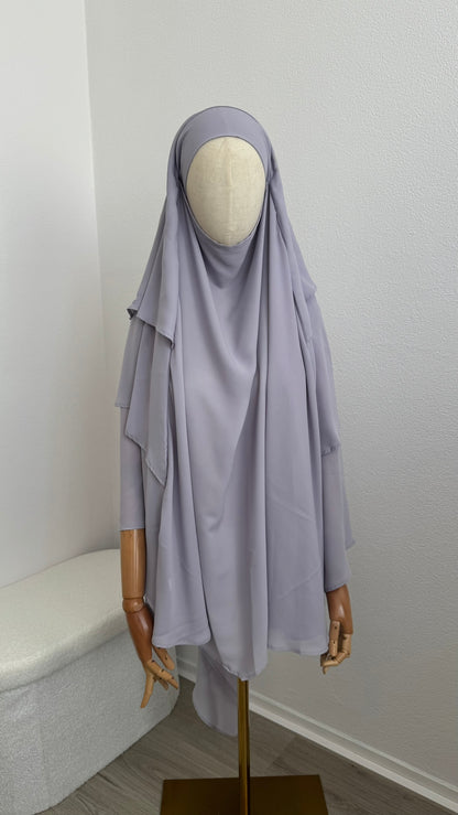 Khimar Triple Modesty - Light Grey