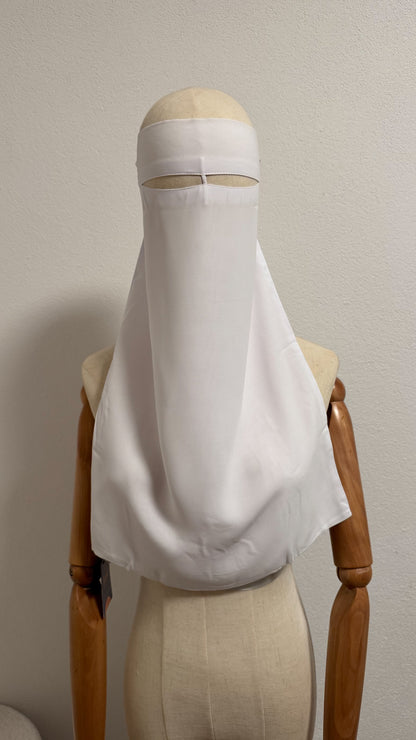 Simple Niqab with nose string - White