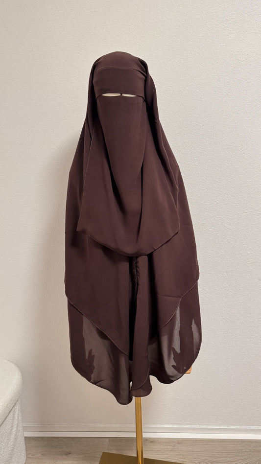 Niqab Asiyah with clips - Chocolate