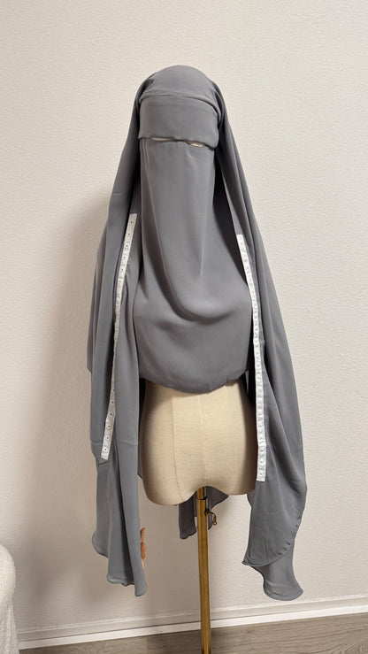 Niqab Asiyah with clips - Grey