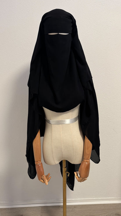 Niqab Aisha- with flap - Black