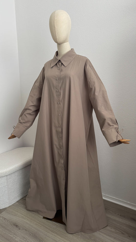 Qameesa Abaya 100% Cotton - Taupe