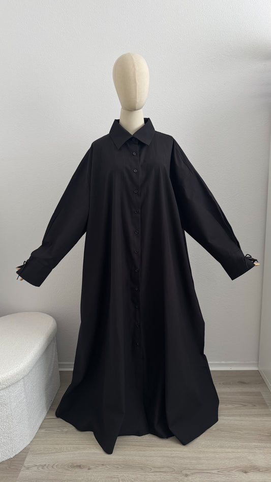Qameesa Abaya 100% Cotton - Black