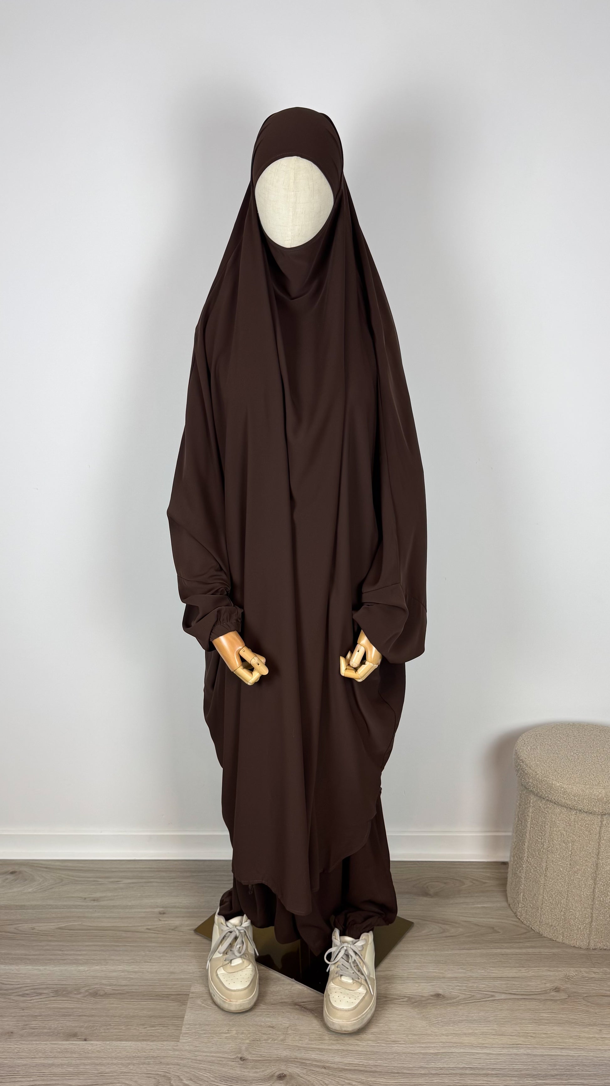 Jilbab Medina Silk with HALAL PANTS- Chocolate - Gamila Muslimah