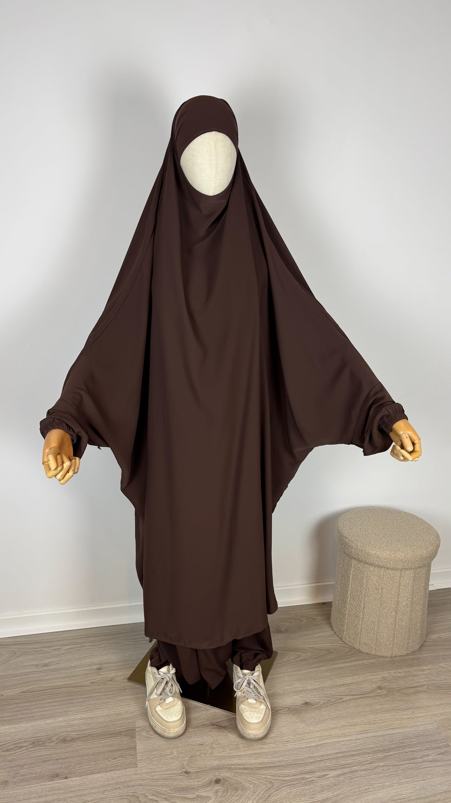 Jilbab Medina Silk with HALAL PANTS- Chocolate - Gamila Muslimah
