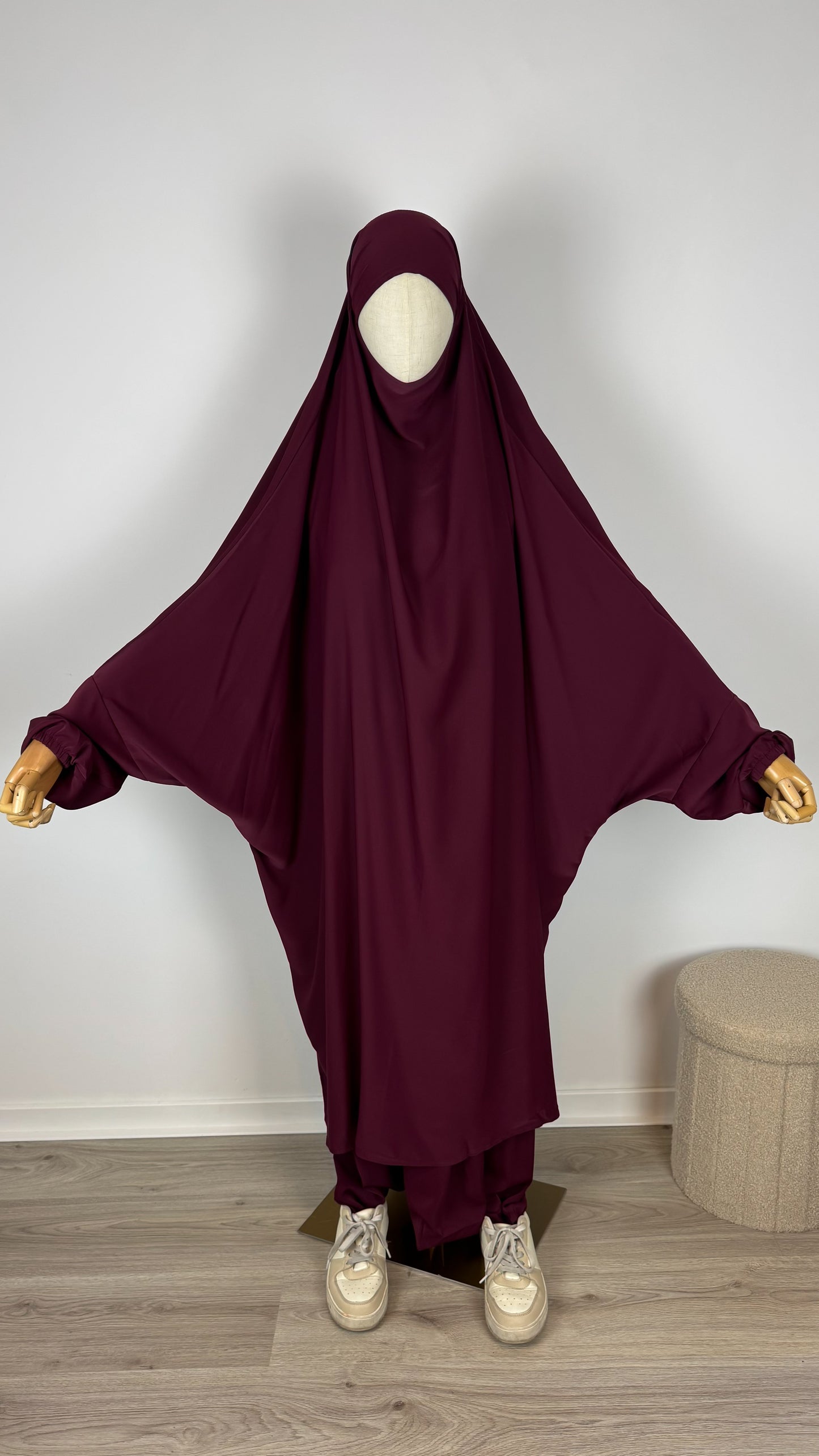 Jilbab Medina Silk with HALAL PANTS - Halal Red Wine - Gamila Muslimah