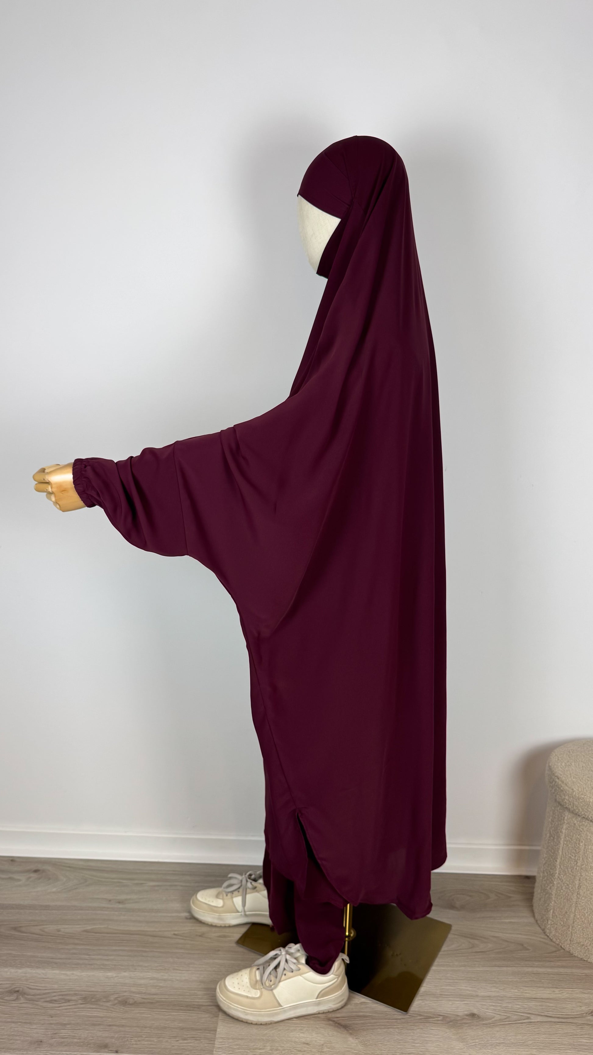 Jilbab Medina Silk with HALAL PANTS - Halal Red Wine - Gamila Muslimah