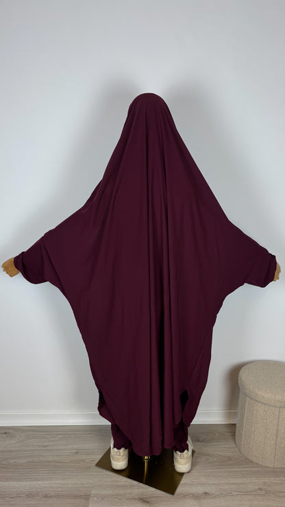 Jilbab Medina Silk with HALAL PANTS - Halal Red Wine - Gamila Muslimah