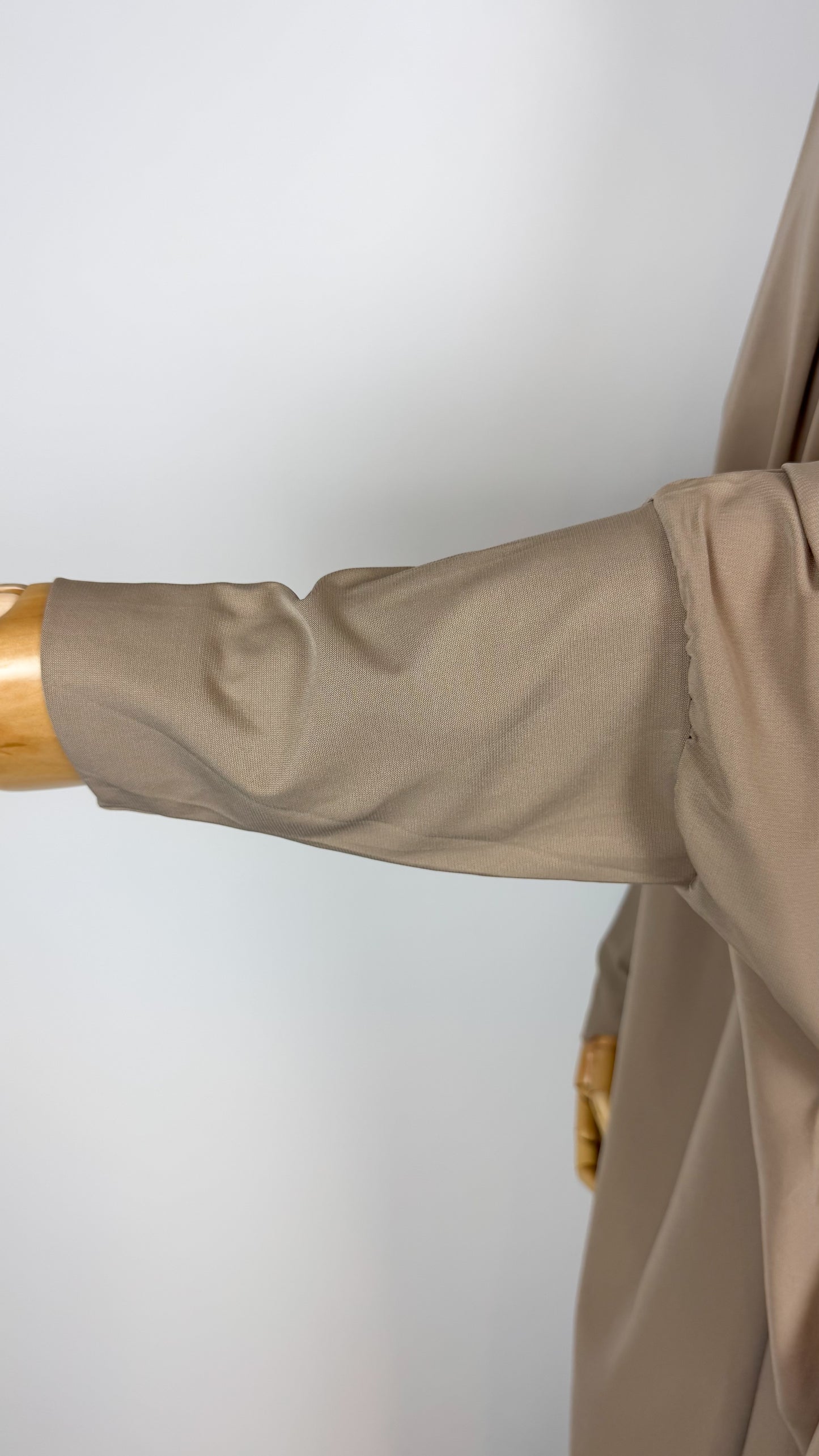 Jilbab Widad Microfibre - Dark Beige Elastic Sleeve - Gamila Muslimah