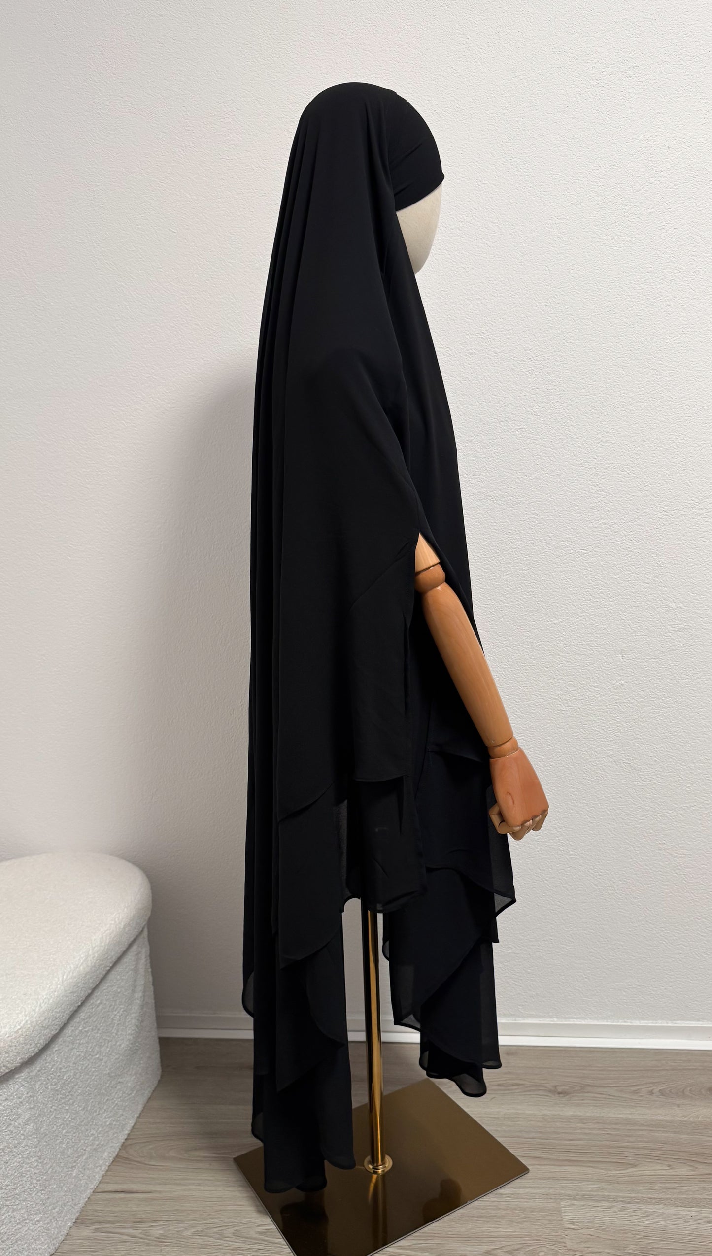 Khimar Ayah - Rounded 2 Layers - Black - Gamila Muslimah