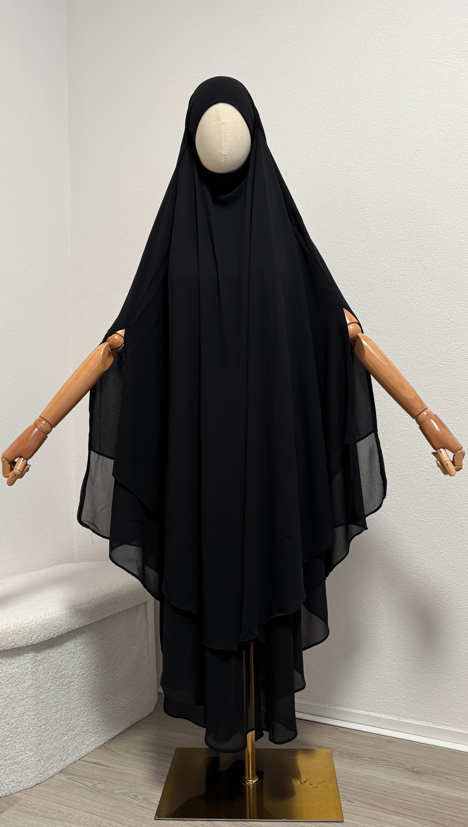 Khimar Ayah - Rounded 2 Layers - Black - Gamila Muslimah