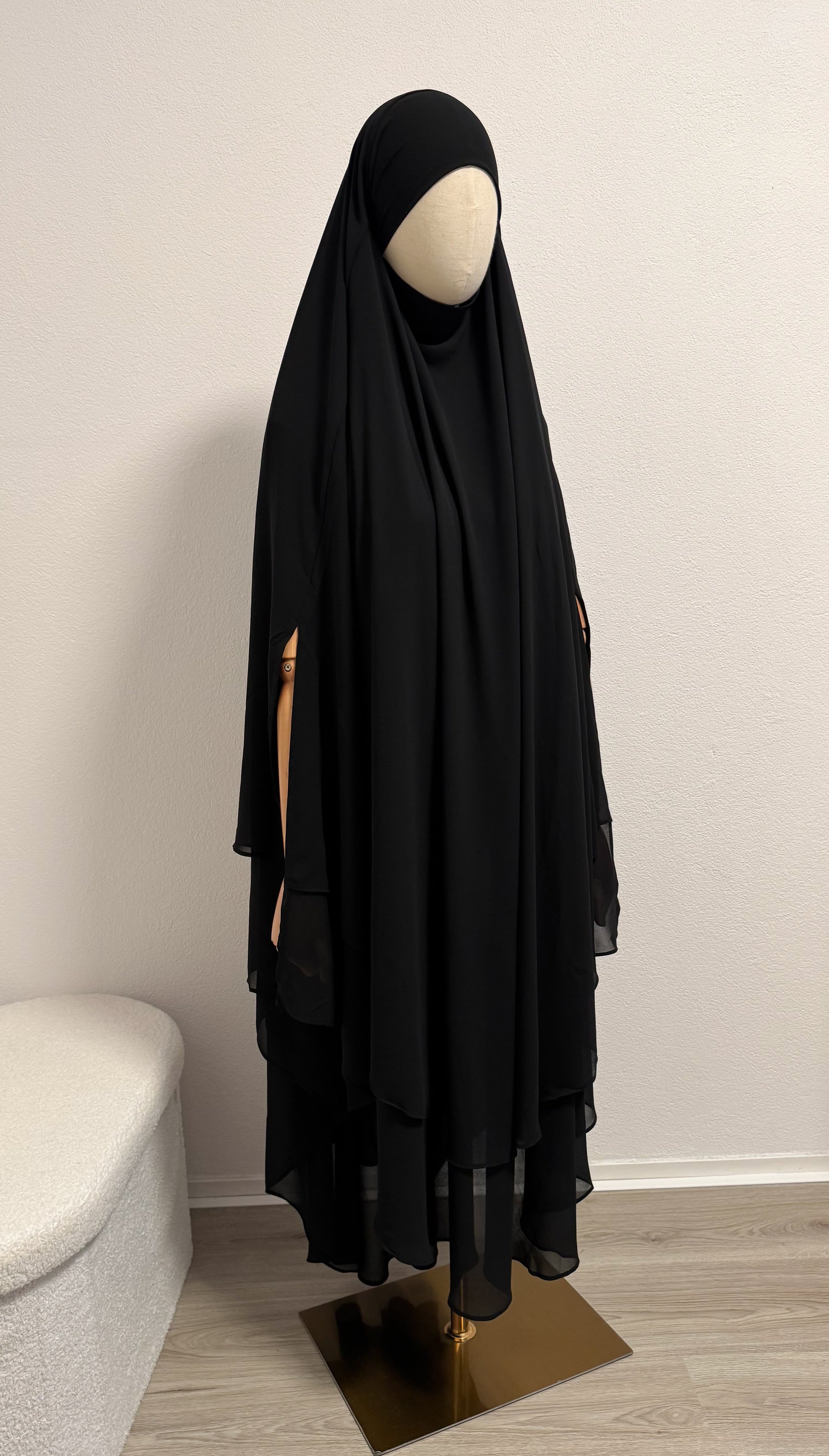 Khimar Ayah - Rounded 2 Layers - Black - Gamila Muslimah