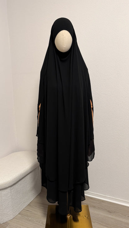 Khimar Ayah - Rounded 2 Layers - Black - Gamila Muslimah