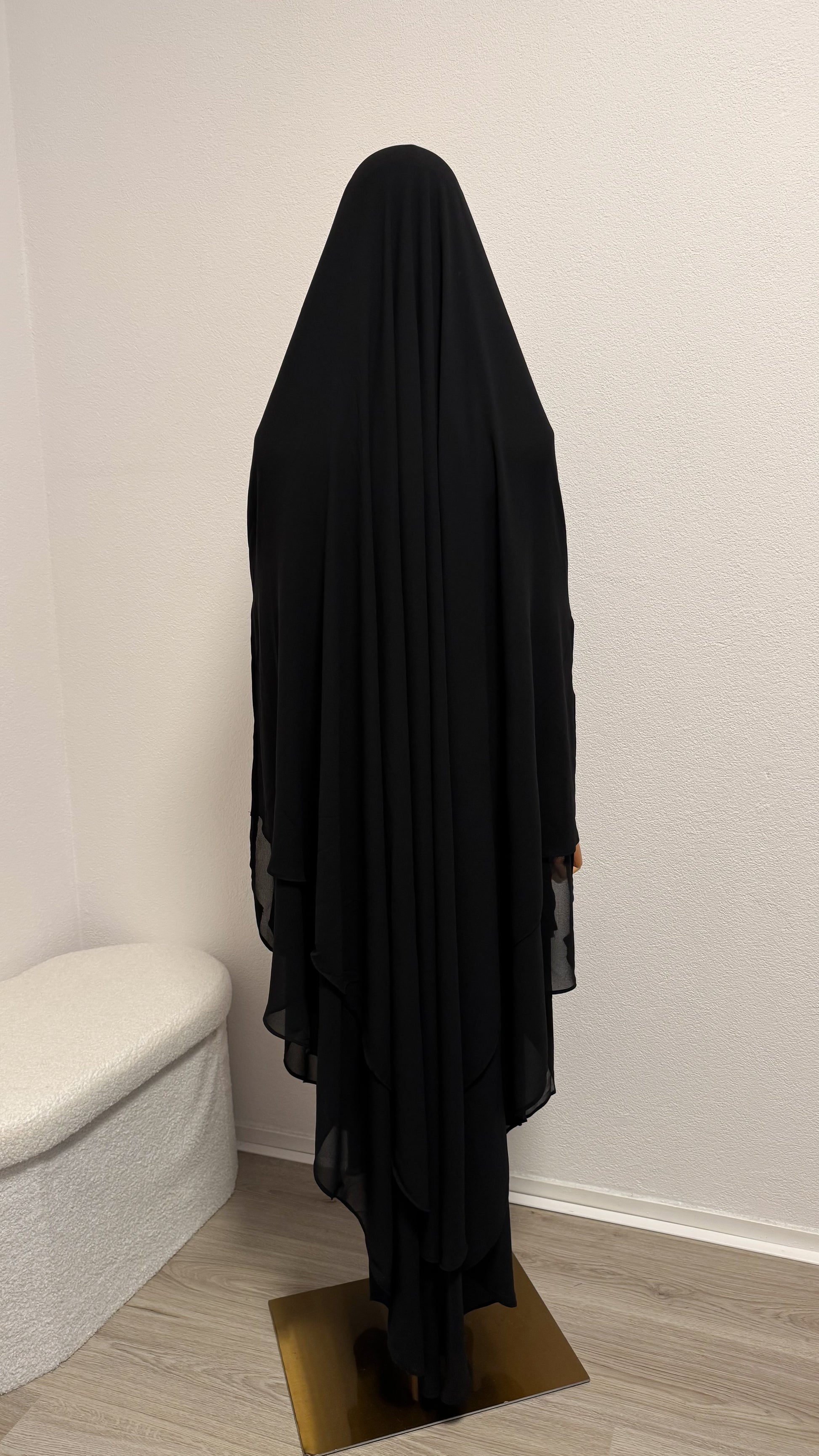 Khimar Ayah - Rounded 2 Layers - Black - Gamila Muslimah