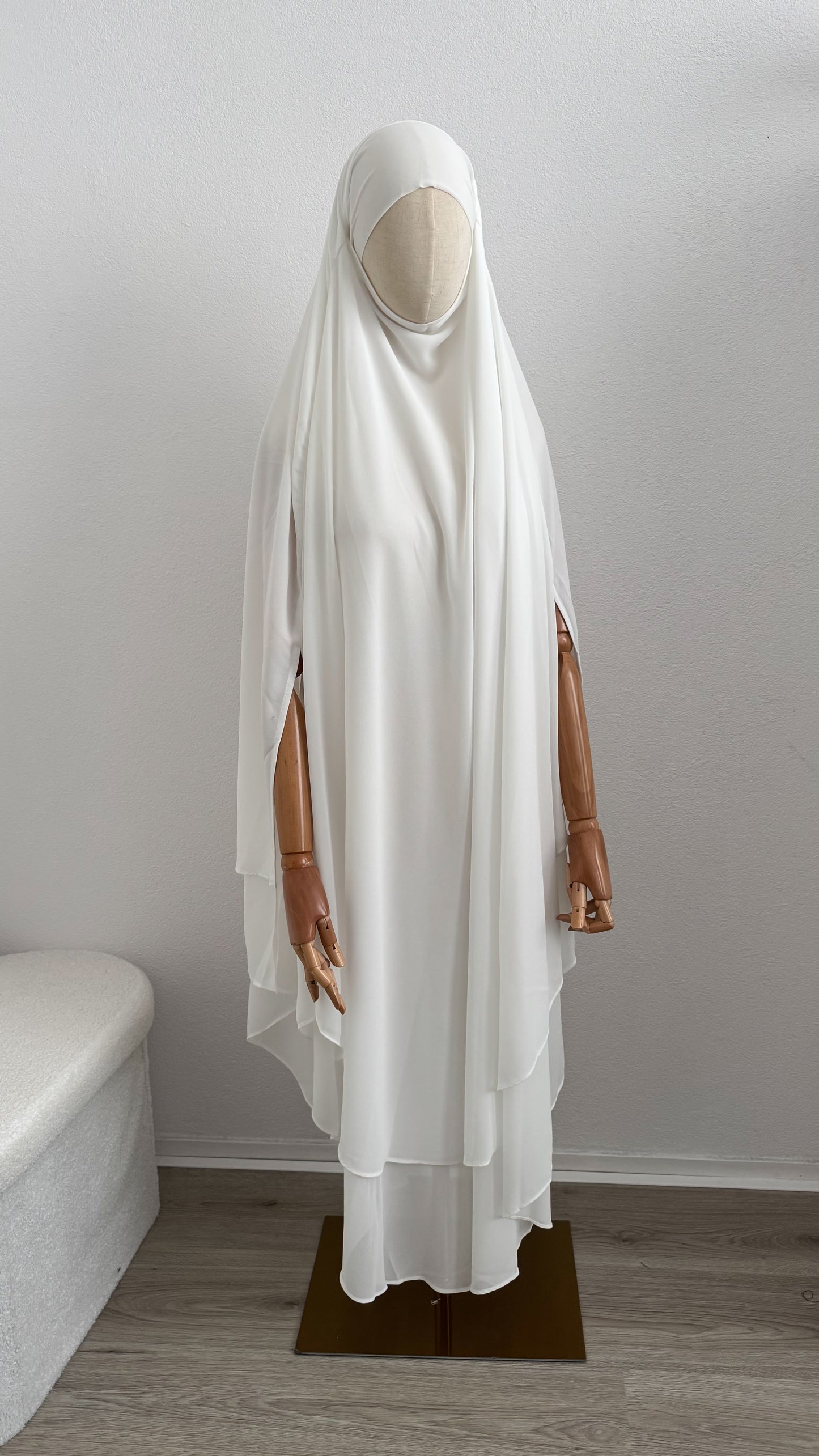 Khimar Ayah - Rounded 2 Layers - Off White - Gamila Muslimah