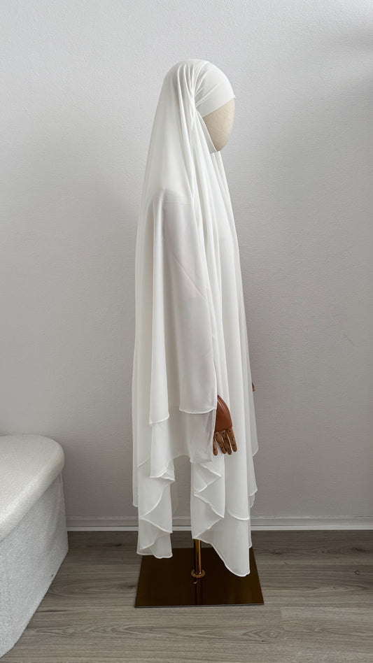 Khimar Ayah - Rounded 2 Layers - Off White - Gamila Muslimah