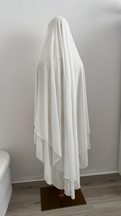 Khimar Ayah - Rounded 2 Layers - Off White - Gamila Muslimah