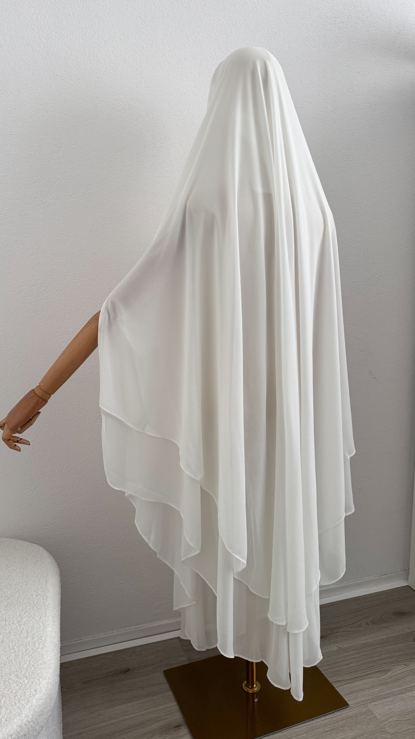 Khimar Ayah - Rounded 2 Layers - Off White - Gamila Muslimah