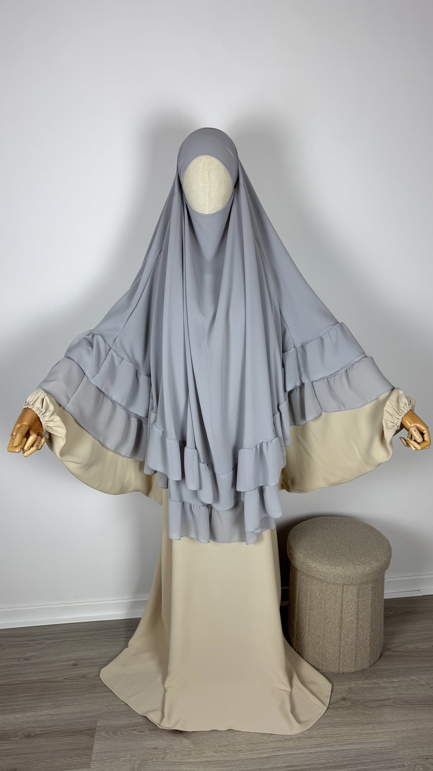 Khimar Mousline - Light Grey - Gamila Muslimah