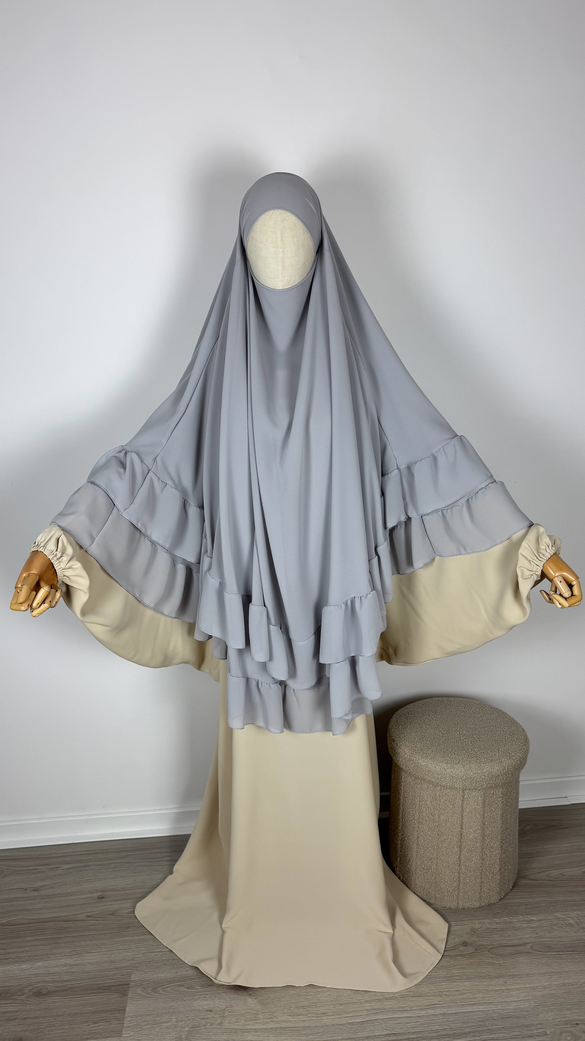 Khimar Mousline - Light Grey - Gamila Muslimah