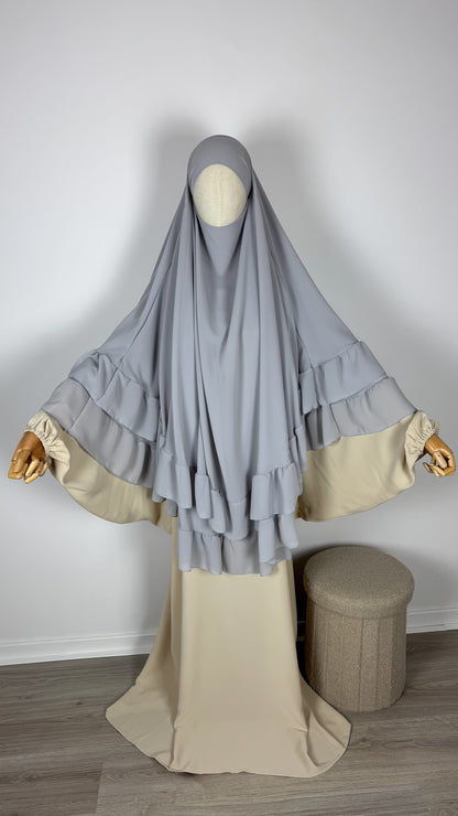 Khimar Mousline - Light Grey - Gamila Muslimah