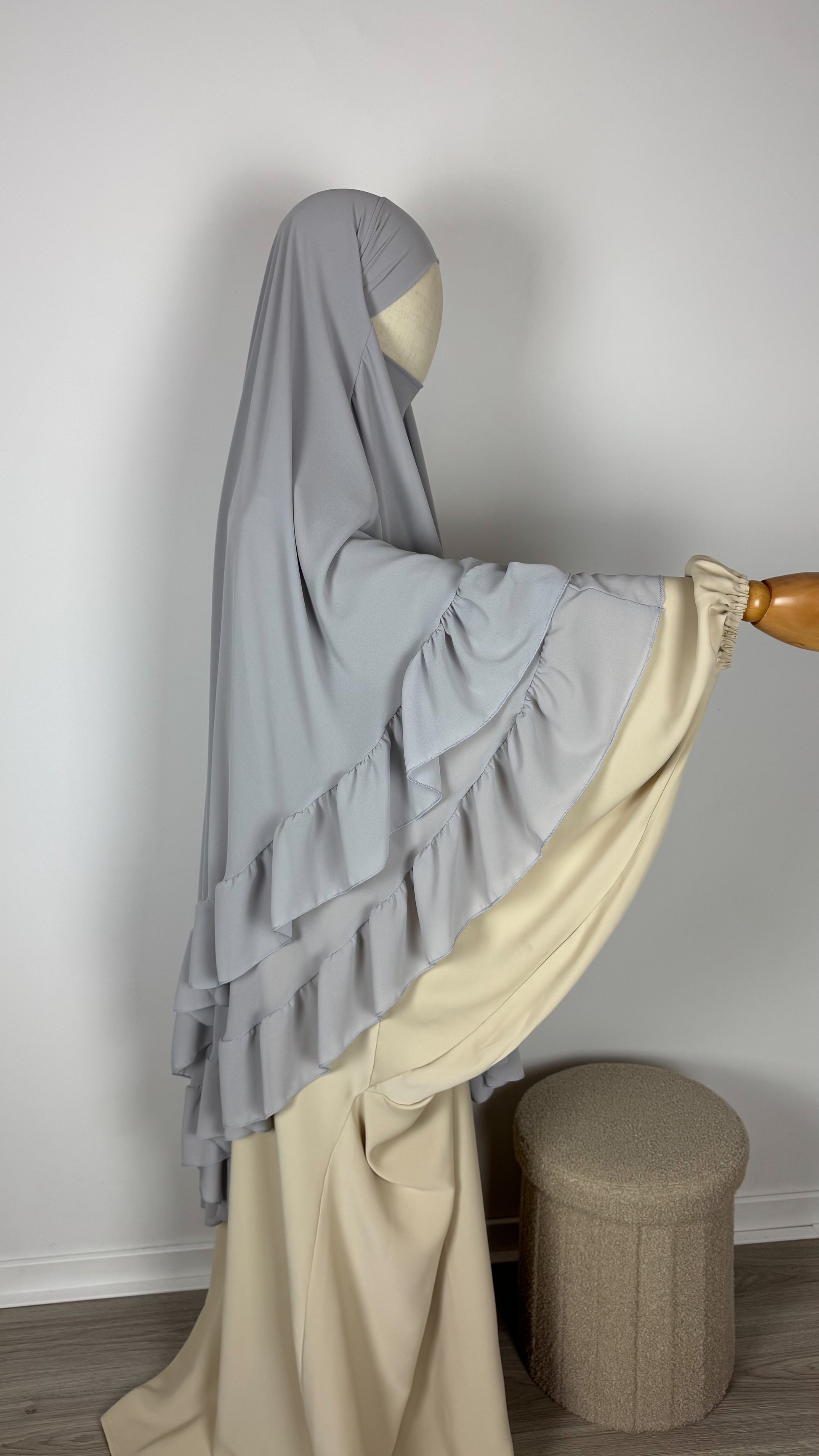 Khimar Mousline - Light Grey - Gamila Muslimah