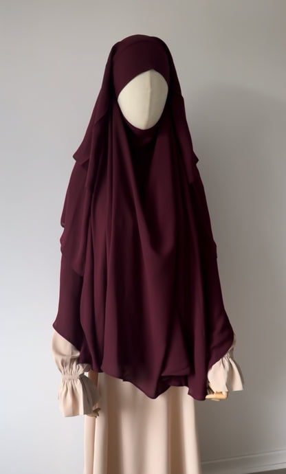 Khimar Triple Modesty - Burgundy - Gamila Muslimah
