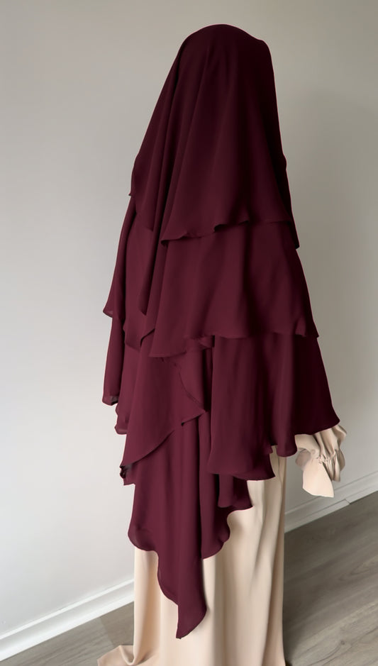 Khimar Triple Modesty - Burgundy - Gamila Muslimah