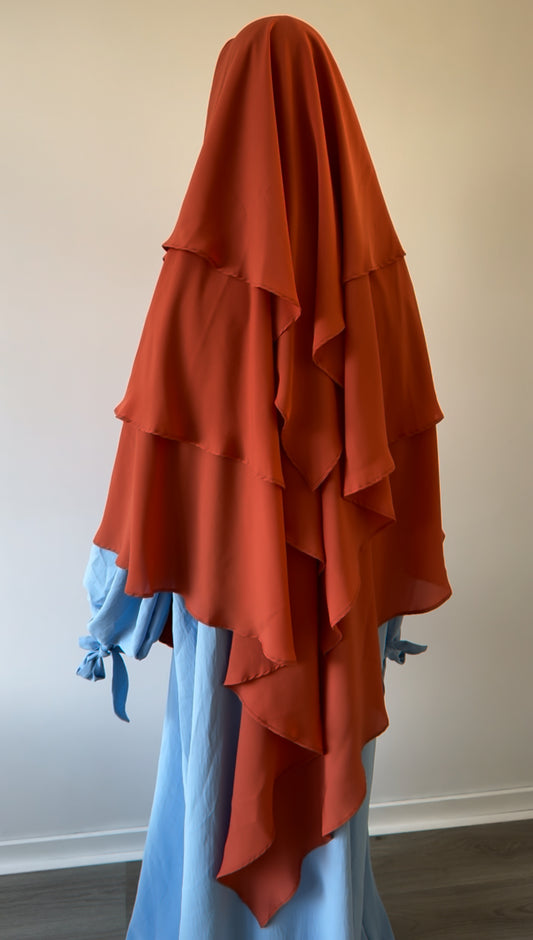 Khimar Triple Modesty - Orange - Gamila Muslimah