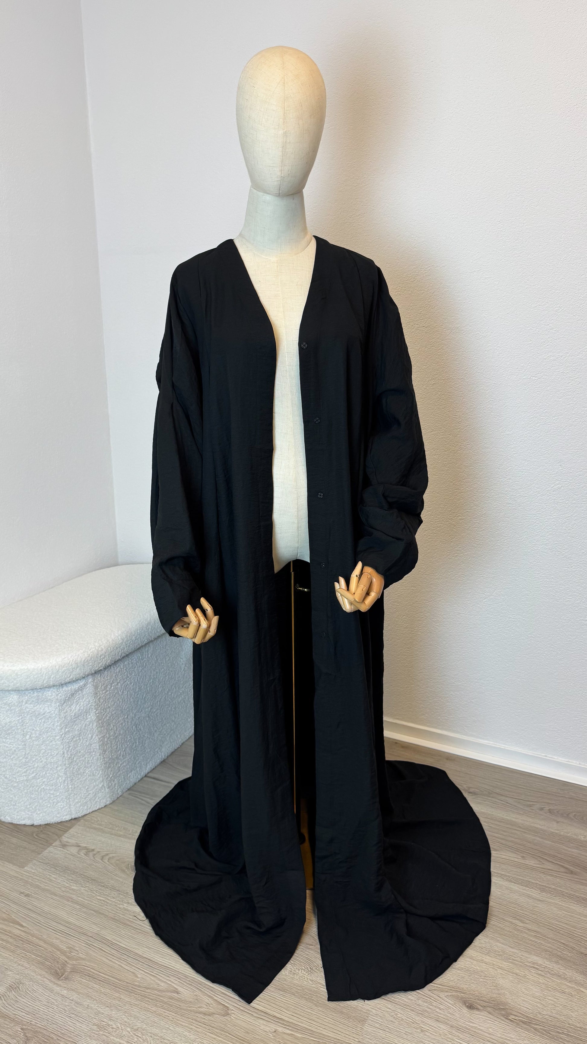 Kimono Lina Viscose & Linen - Black - Gamila Muslimah