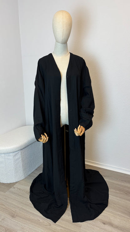 Kimono Lina Viscose & Linen - Black - Gamila Muslimah