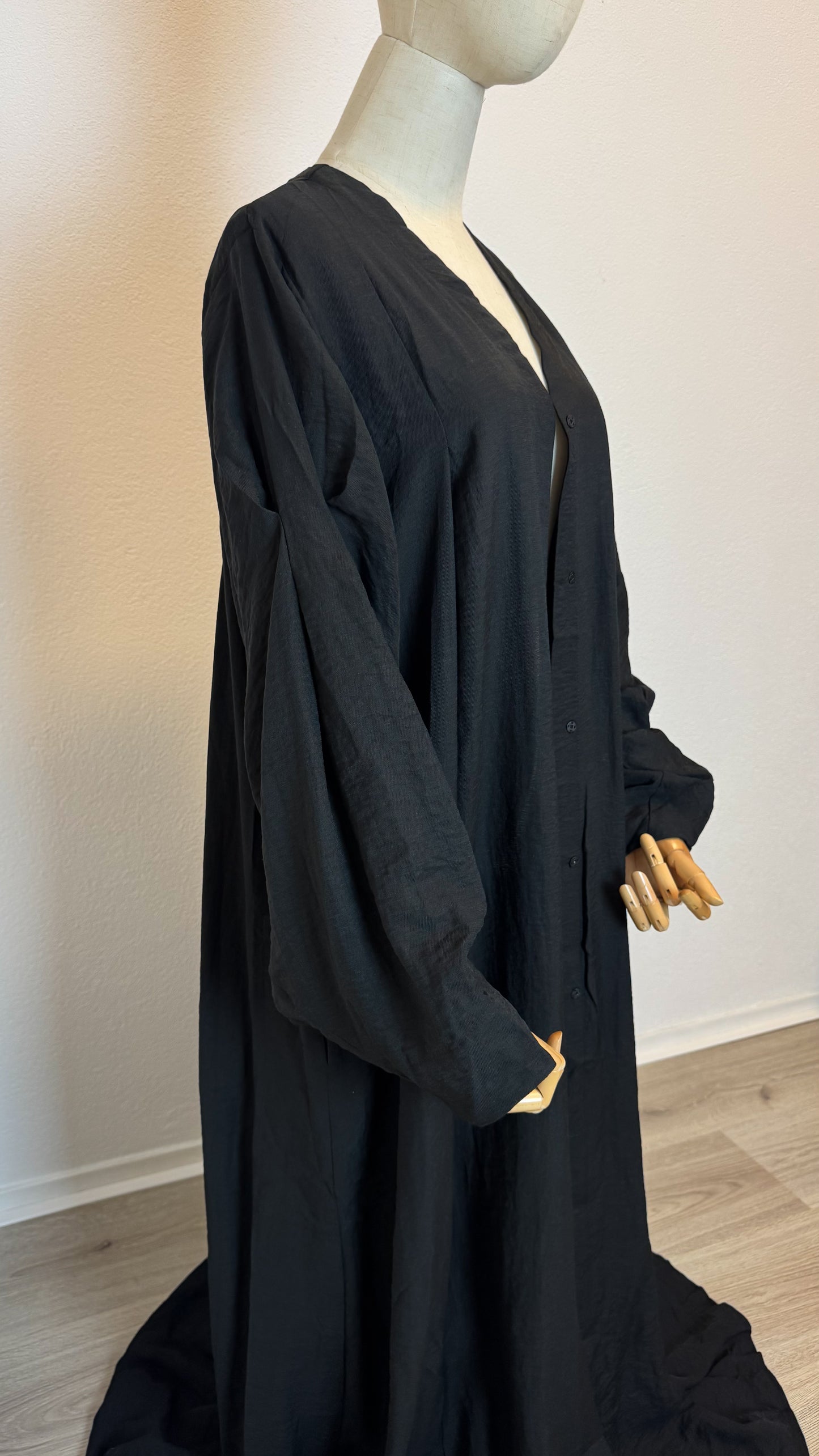 Kimono Lina Viscose & Linen - Black - Gamila Muslimah