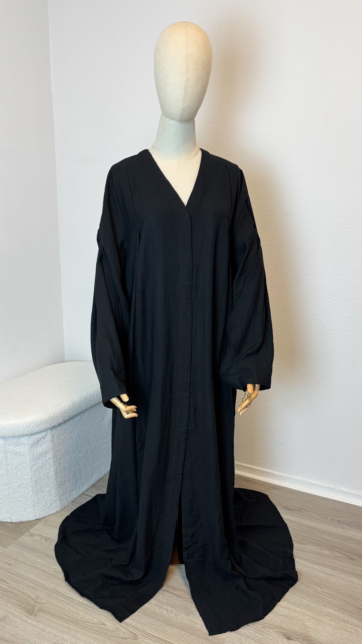 Kimono Lina Viscose & Linen - Black - Gamila Muslimah