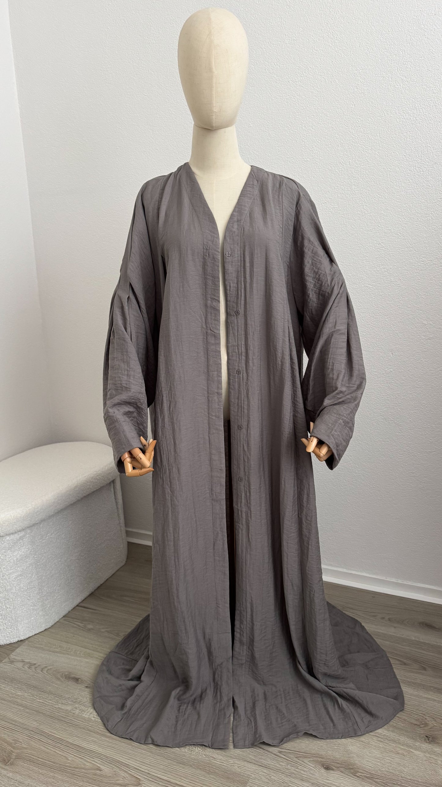 Kimono Lina Viscose & Linen - Grey - Gamila Muslimah