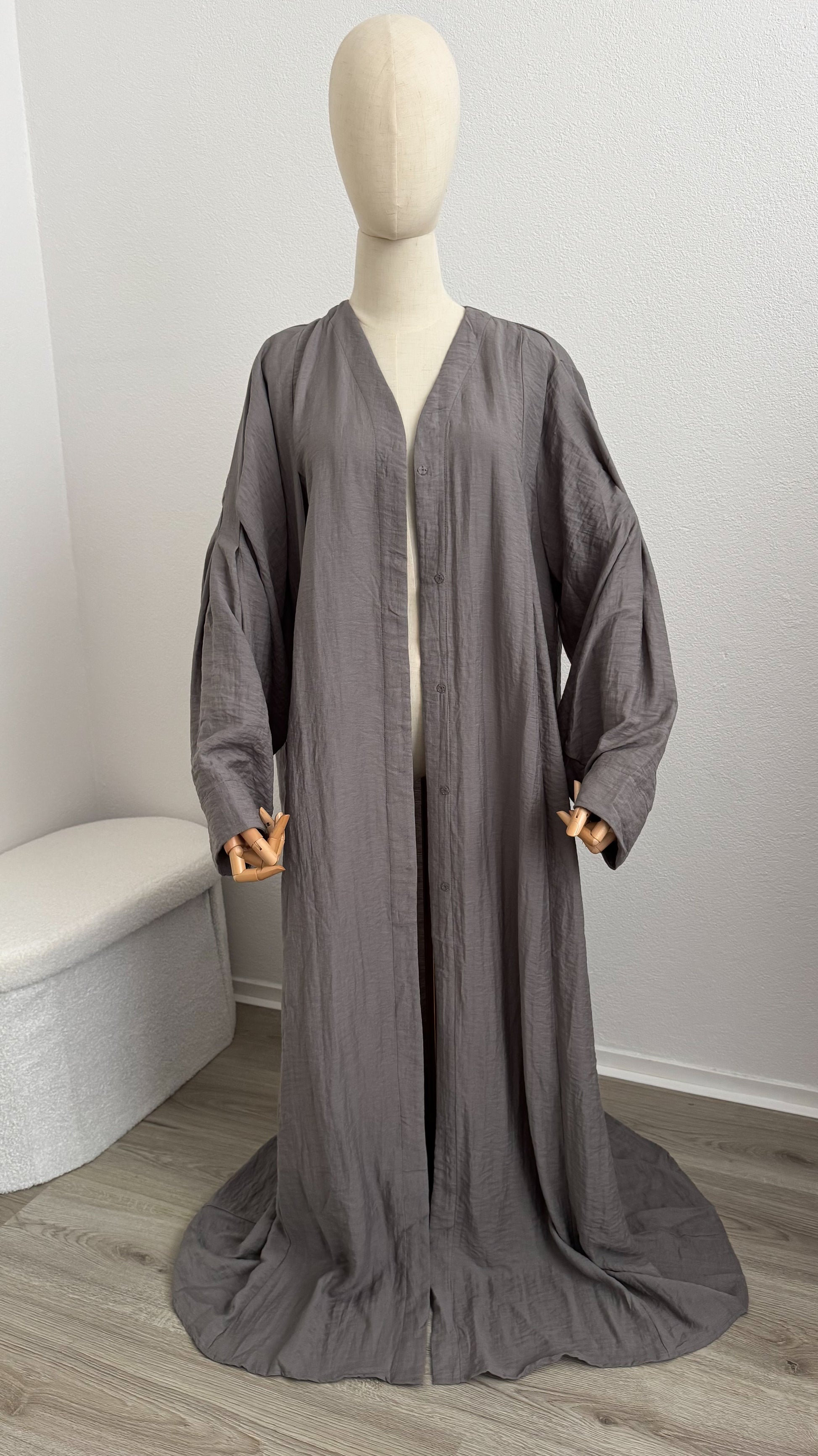 Kimono Lina Viscose & Linen - Grey - Gamila Muslimah