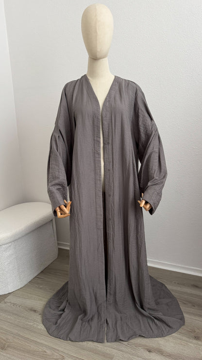Kimono Lina Viscose & Linen - Grey - Gamila Muslimah