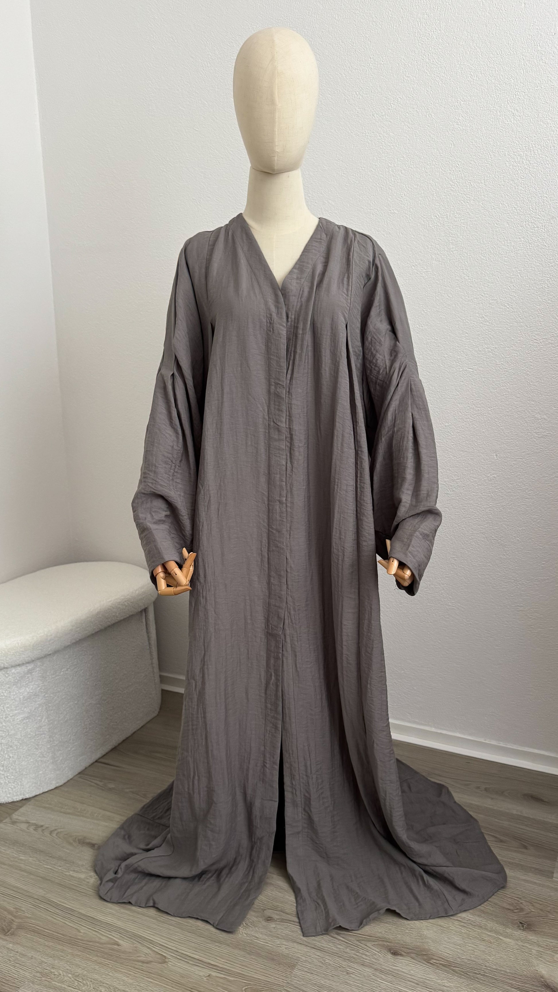 Kimono Lina Viscose & Linen - Grey - Gamila Muslimah