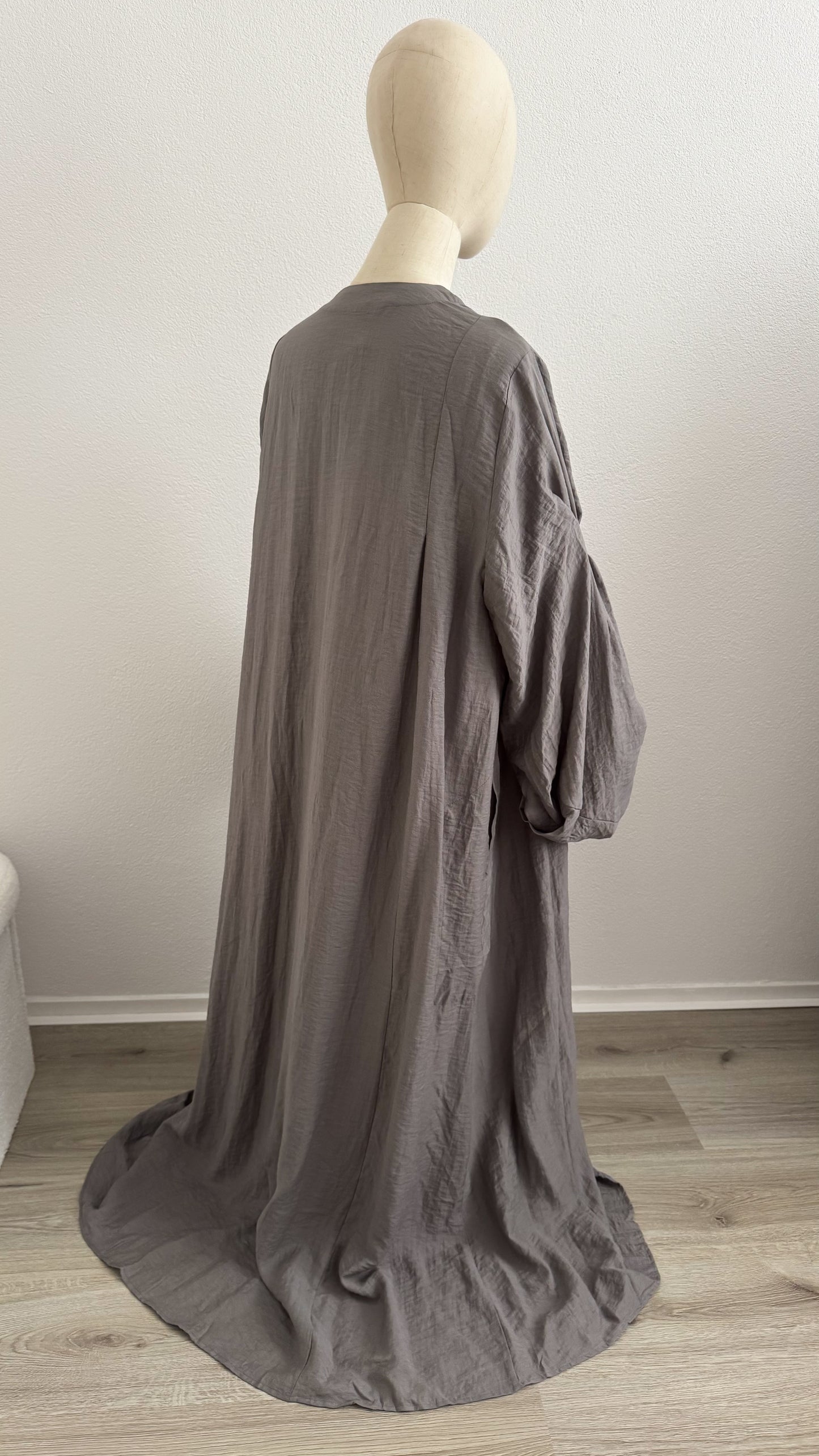 Kimono Lina Viscose & Linen - Grey - Gamila Muslimah