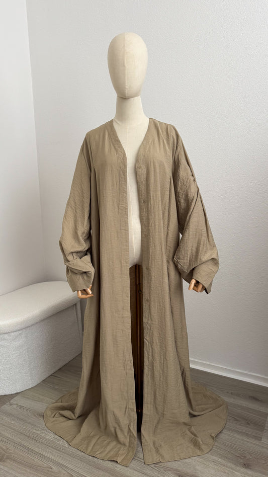 Kimono Lina Viscose & Linen - Taupe - Gamila Muslimah