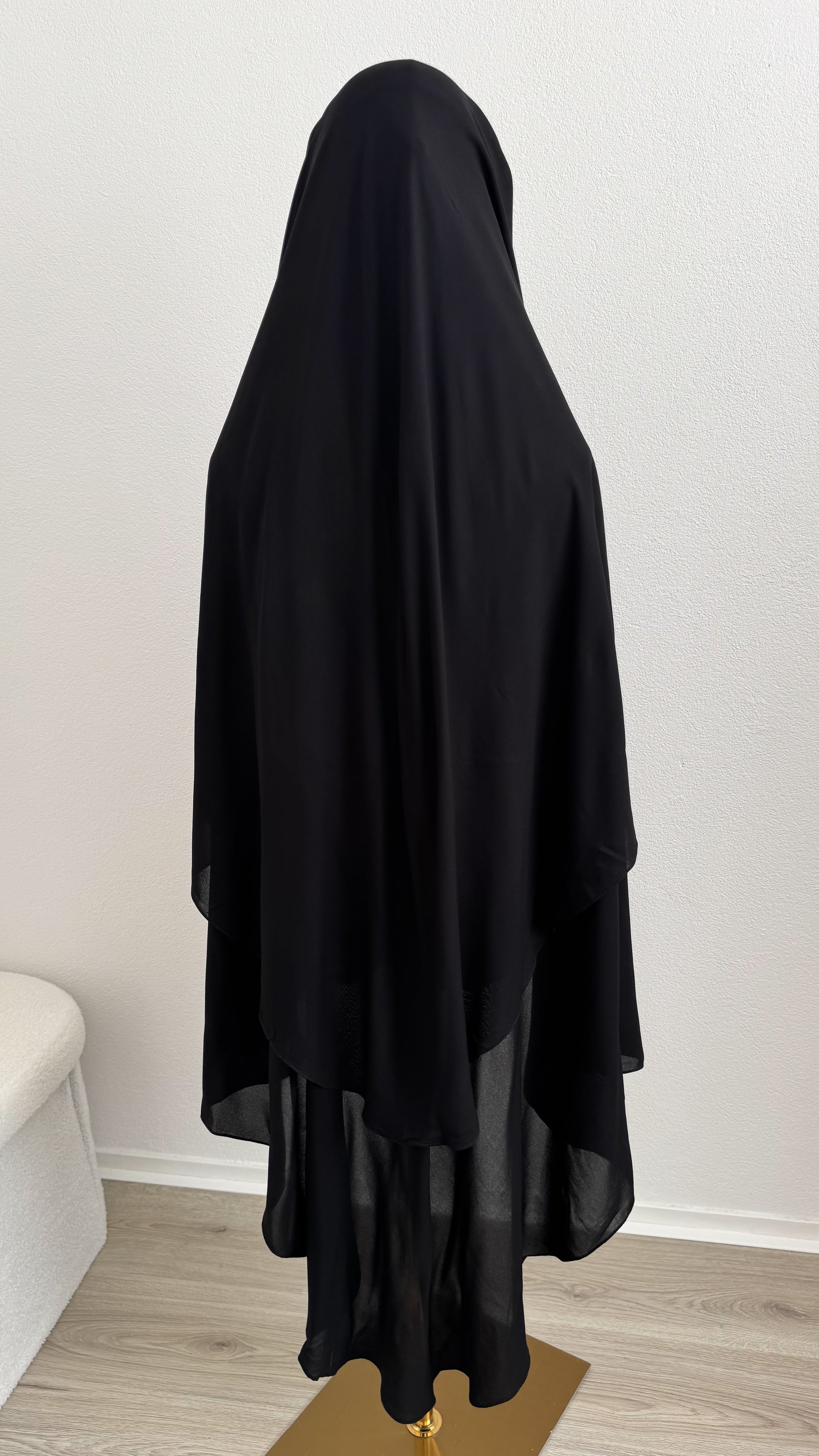 Maxi Niqab Khadija with Flap and Clips - Black - Gamila Muslimah